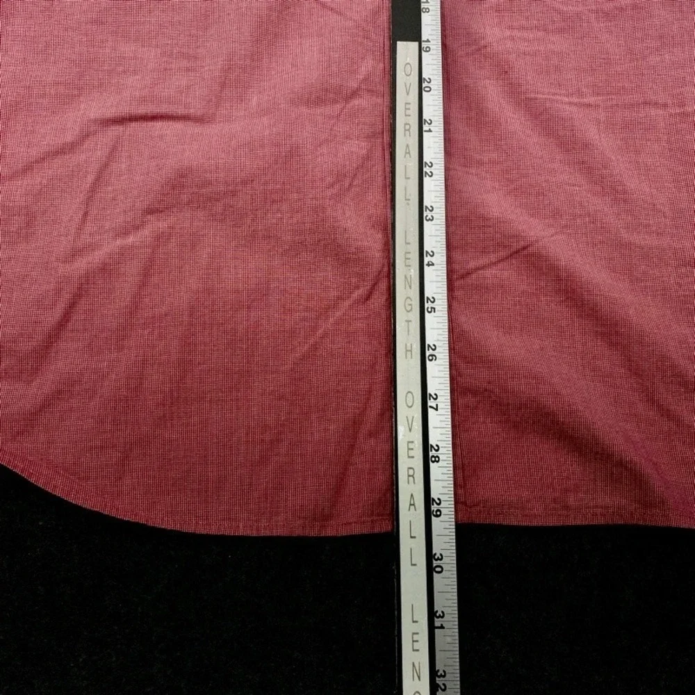Banana Republic Western Shirt Mens Large Red Slim Fit Micro Check Snap Button